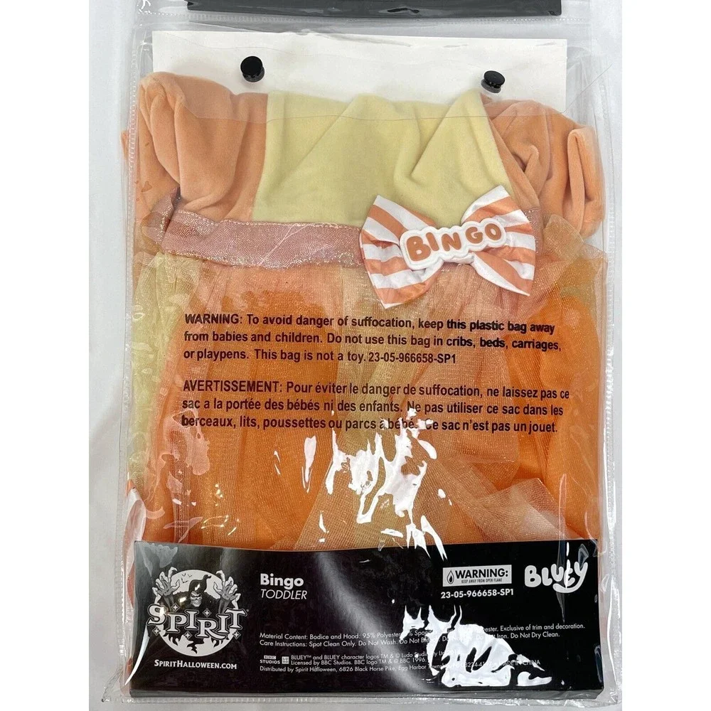Spirit Halloween Bluey Bingo Orange Toddler Baby Girl Dress Costume Dog 3T-4T - Picture 4 of 4